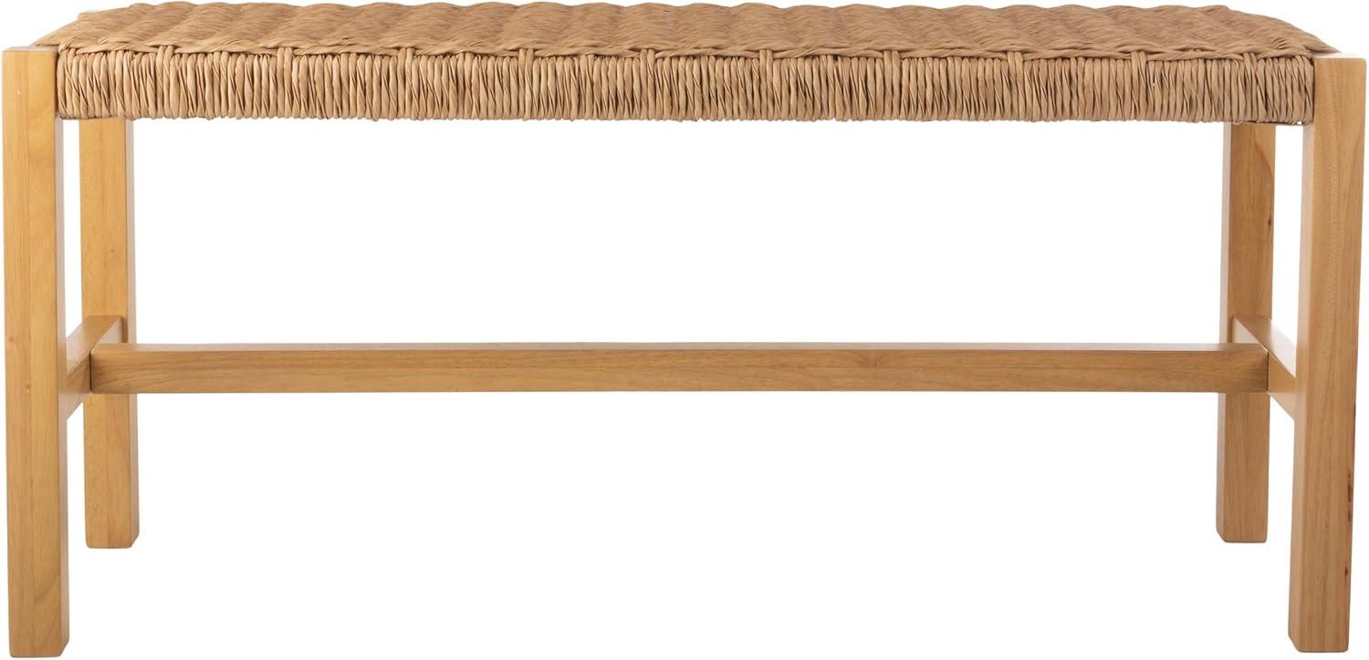 Newport 40-Inch Natural Wood Bench with Woven Rope Seat