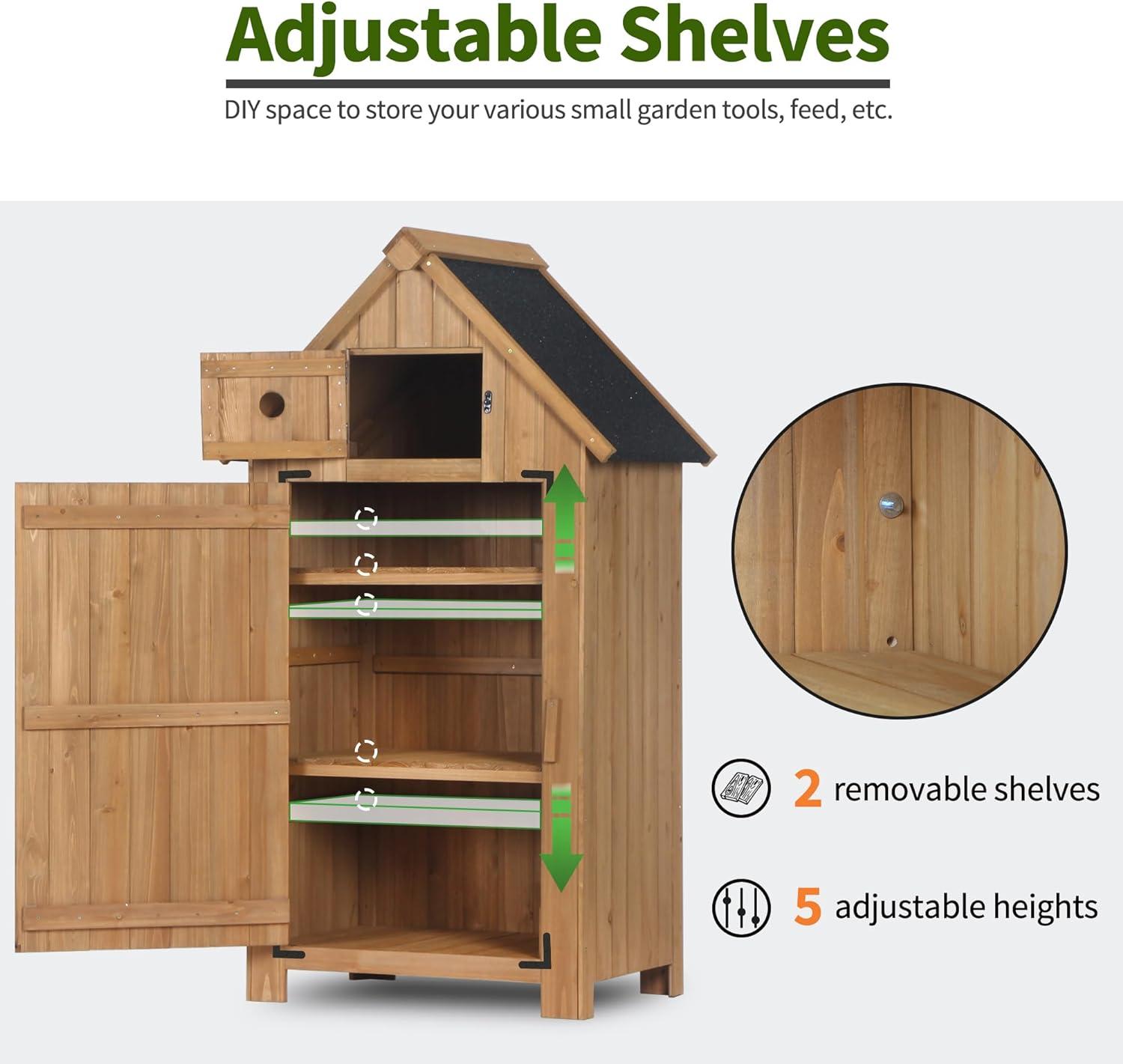 Mcombo 3 ft. W x 2 ft. D Wood Storage Sheds，Garden Cupboard with Door and Shelves