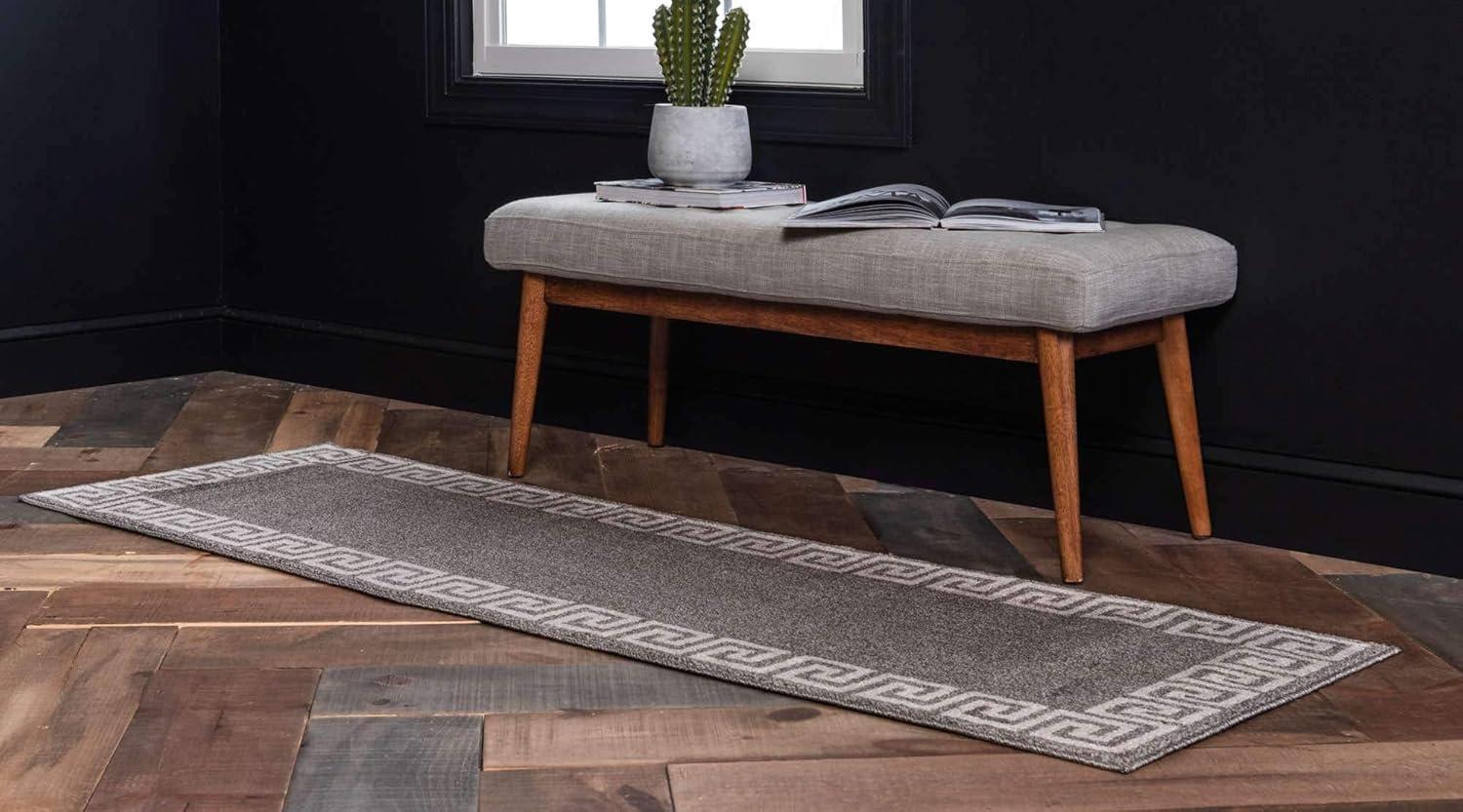 Modern Athens Geometric Gray 2' x 6' Indoor Runner Rug