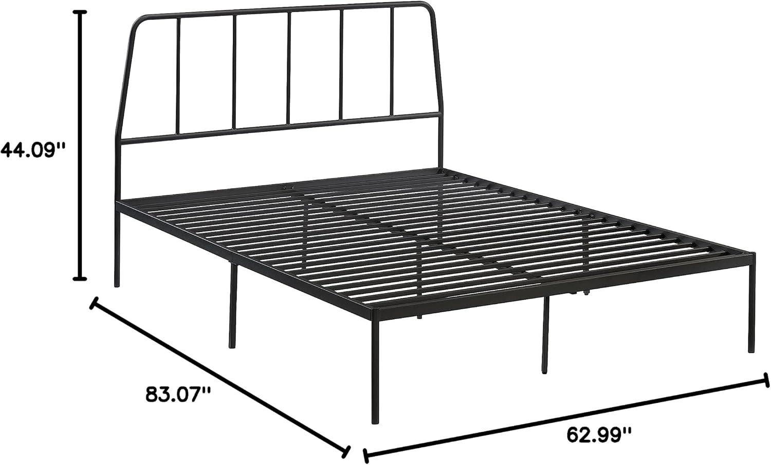 Harvey Park Black Metal Queen Platform Bed with Headboard