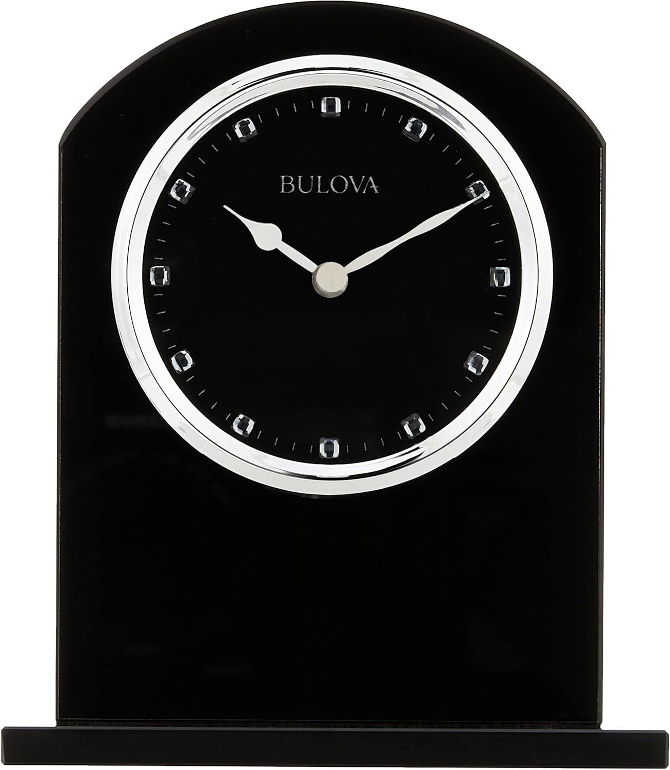 Bulova B5010 Ebony Crystal Desk Clock, Black