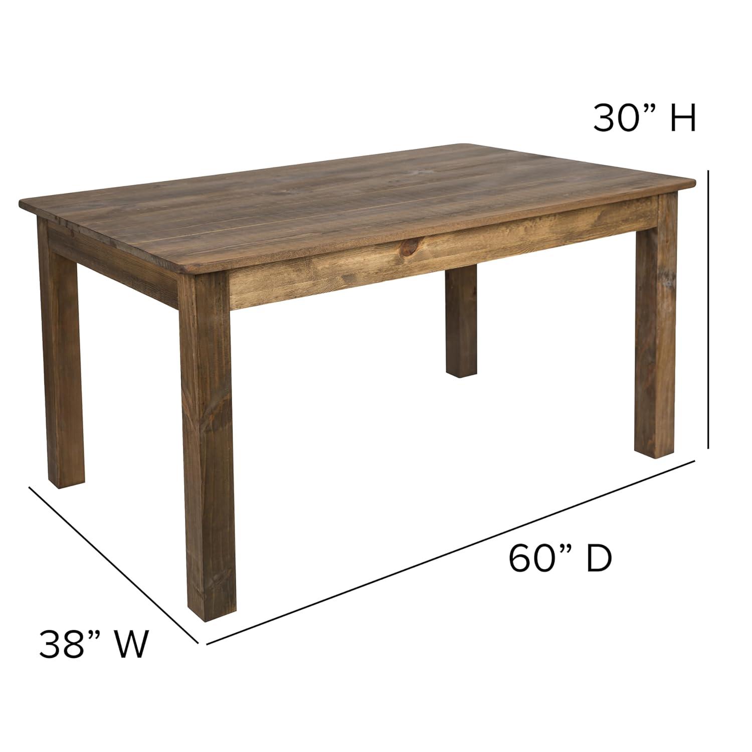 Merrick Lane Rectangular Antique Solid Pine Farm Dining Table