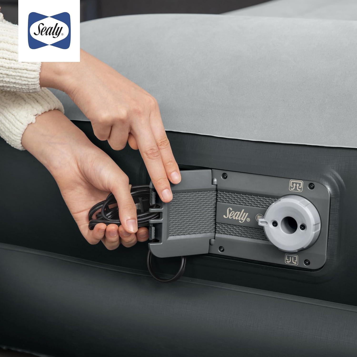 Sealy Tritech 16” Inflatable Air Mattress Bed with Built-in Pump, Storage Bag, and Repair Patch for Indoor and Outdoor Use, Twin