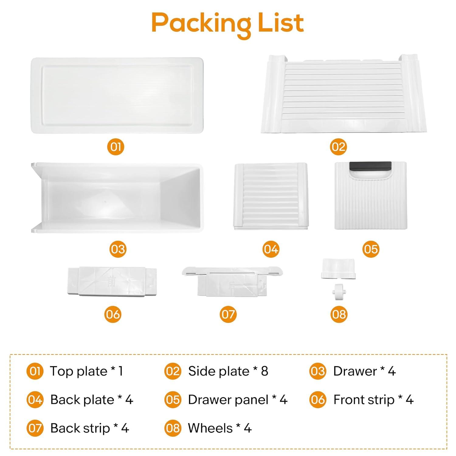 Rebrilliant Slim Plastic Rolling Storage Cabinet With 4 Drawers For Bathroom, Kitchen, Laundry - White