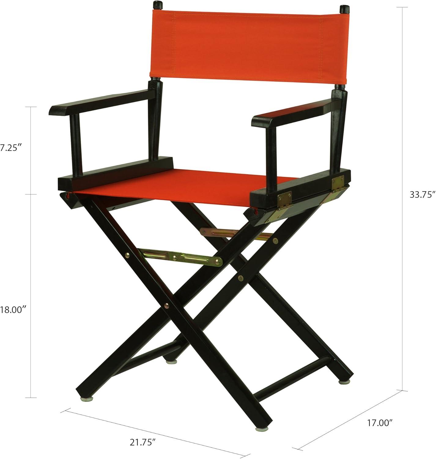 Portable Black Frame Director's Chair with Orange Canvas, 18"