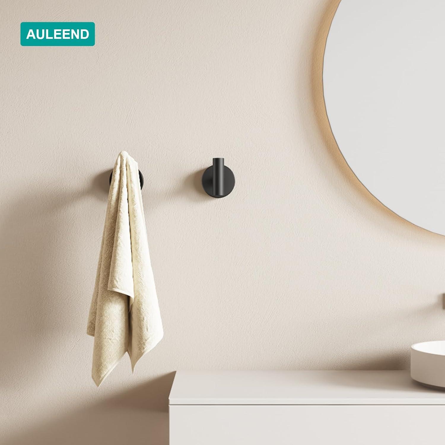 Fyrome 2 Pack Matte Bath Robe Towel Hooks for Bathroom Kitchen, Stainless Steel Hanging Wall Hooks- Black