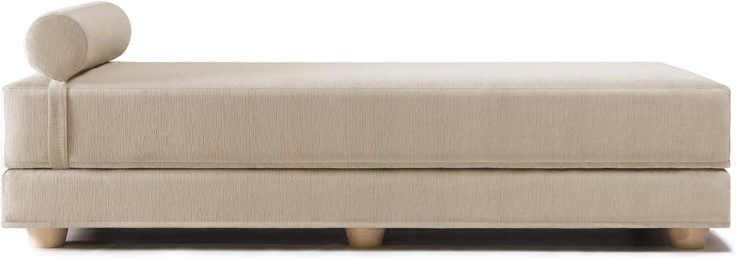 Ivory Velvet Upholstered Queen Daybed with Maple Wood Frame