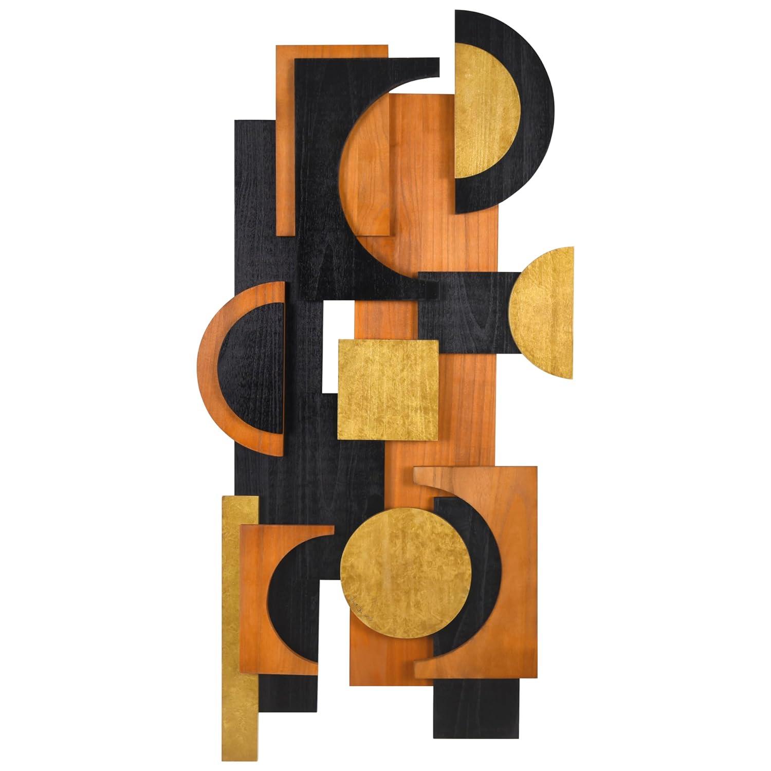 'Amber Embraces II' Hand Made & Hand Finished Dimensional Solid Paulownia Wood Abstracts Wall Art