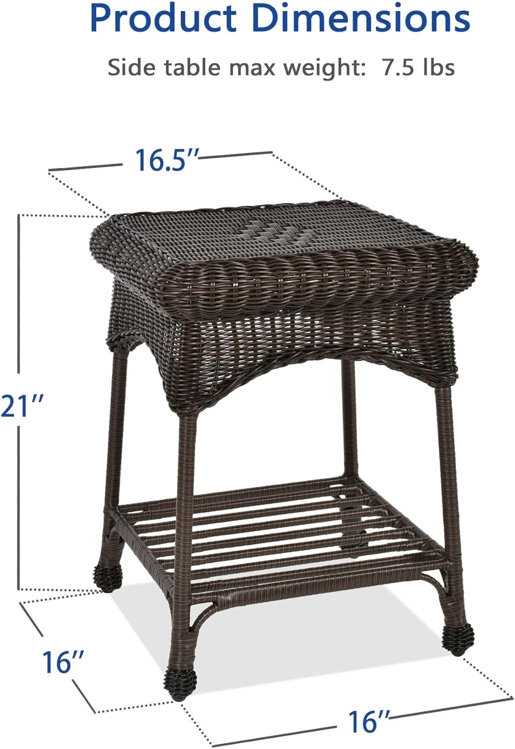 Wicker Lane  Outdoor Espresso Wicker Patio Furniture End Table