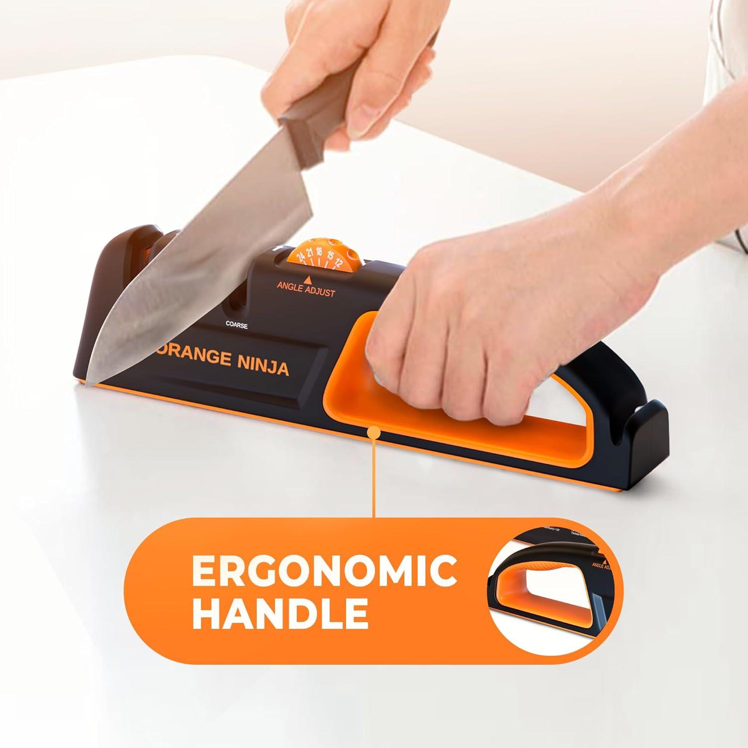 Orange Ninja Knife Sharpeners with 5 Adjustable Sharpening Angle for all Knives