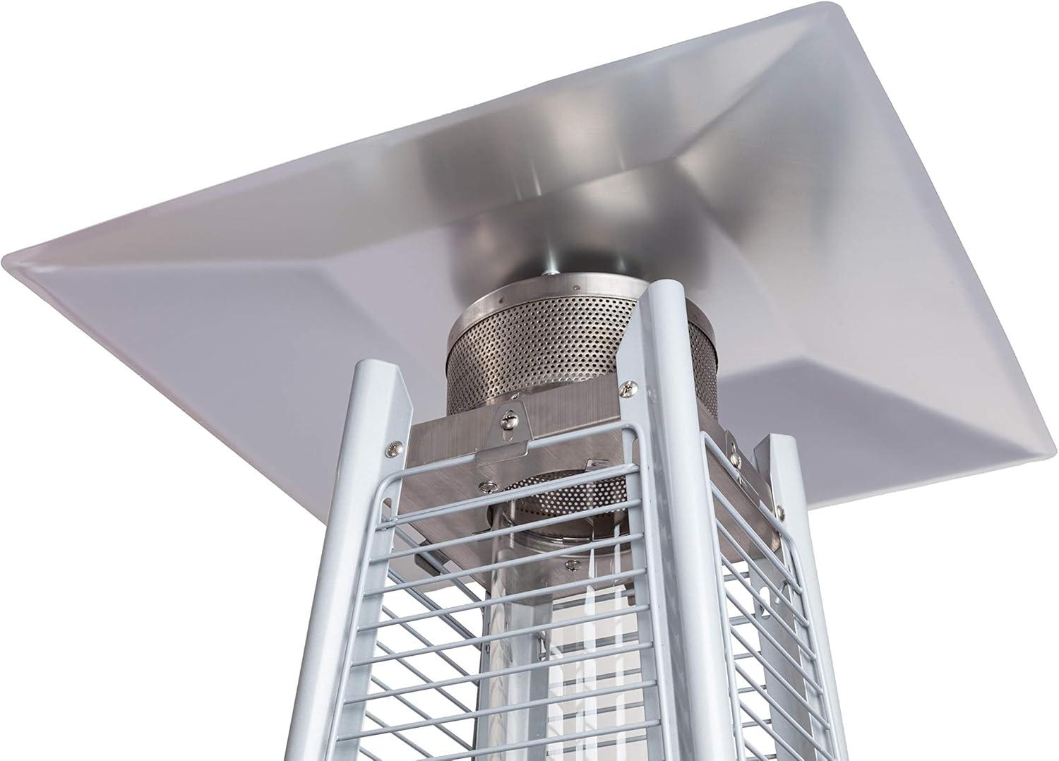 Fire Sense Pyramid Flame Patio Heater 40,000 BTU Outdoor Propane Heater Tower with Wheels - Stainless Steel