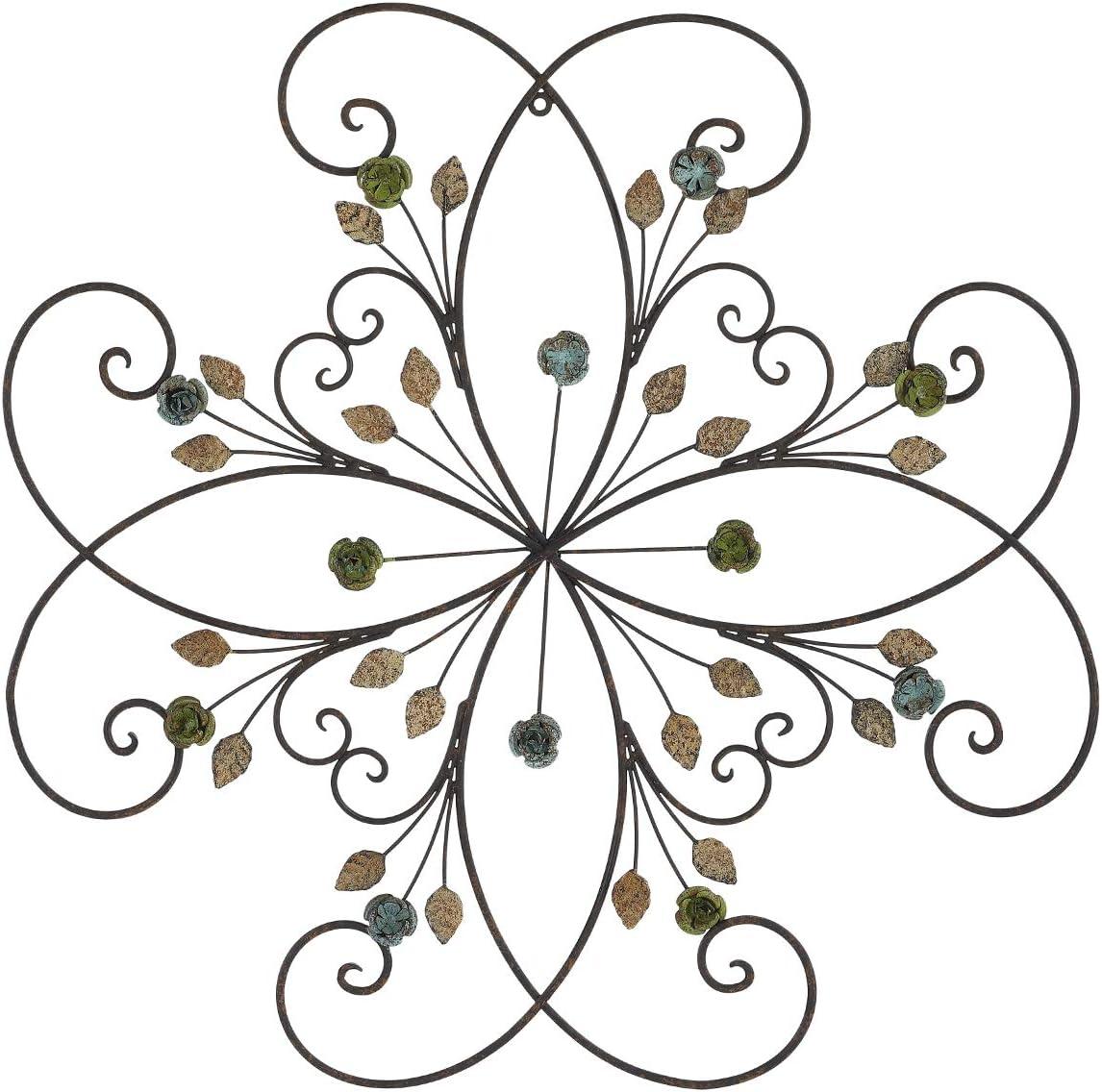 Lechesis 24" Rustic Metal Flower Scroll Wall Art Decor