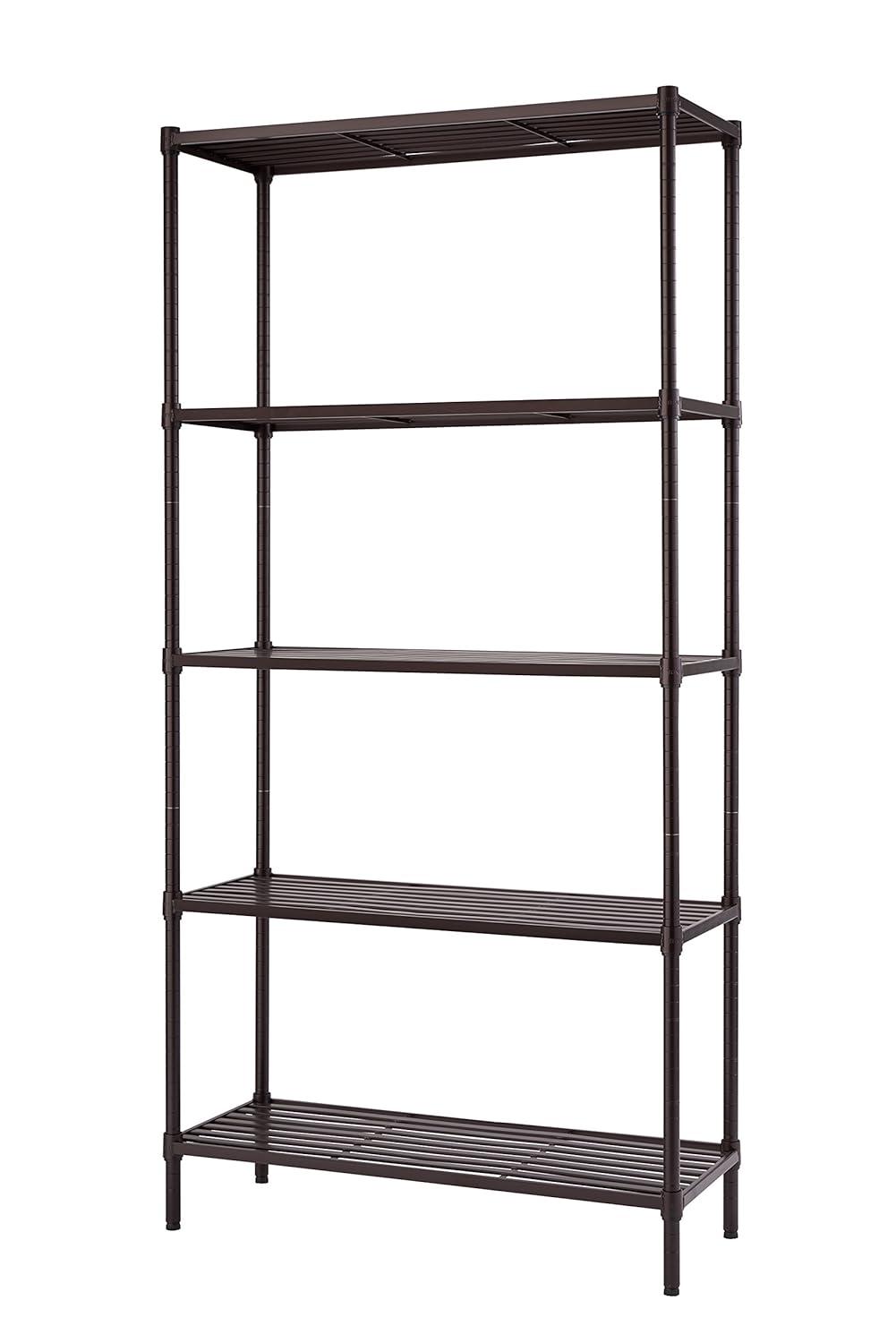 Trinity TRINITY Dark Bronze 5-Tier Steel Slat Shelving Unit (36 in. W x 72 in. H x 14 in. D)