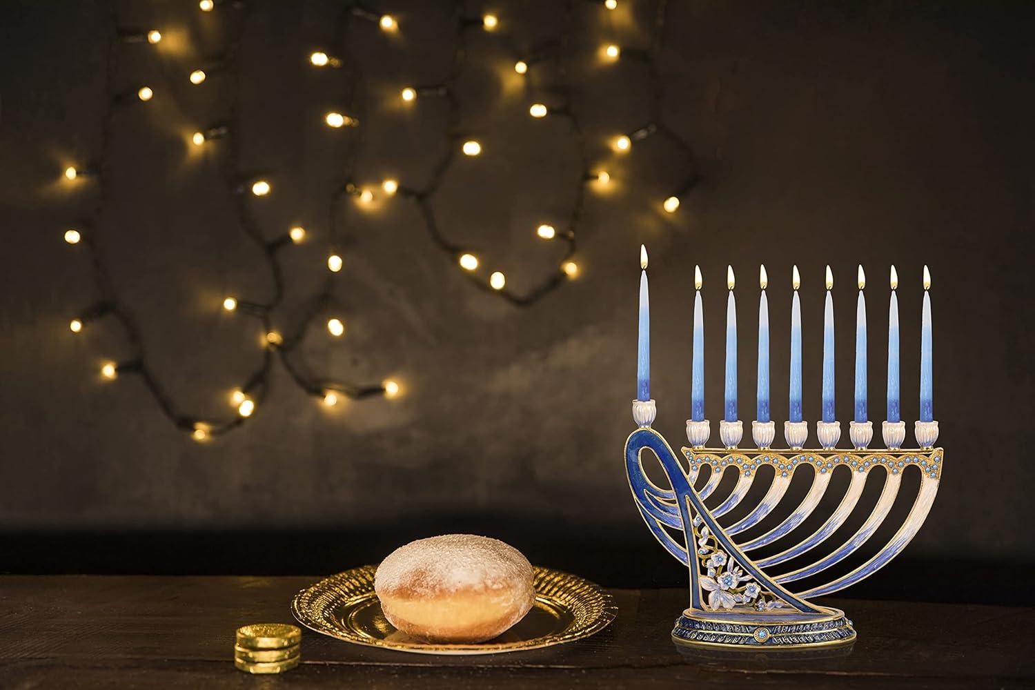 Hanukkah Menorah - Fits All Standard Chanukah Candles - Modern Jeweled Candle Menorahs for Chanukah - David's Harp