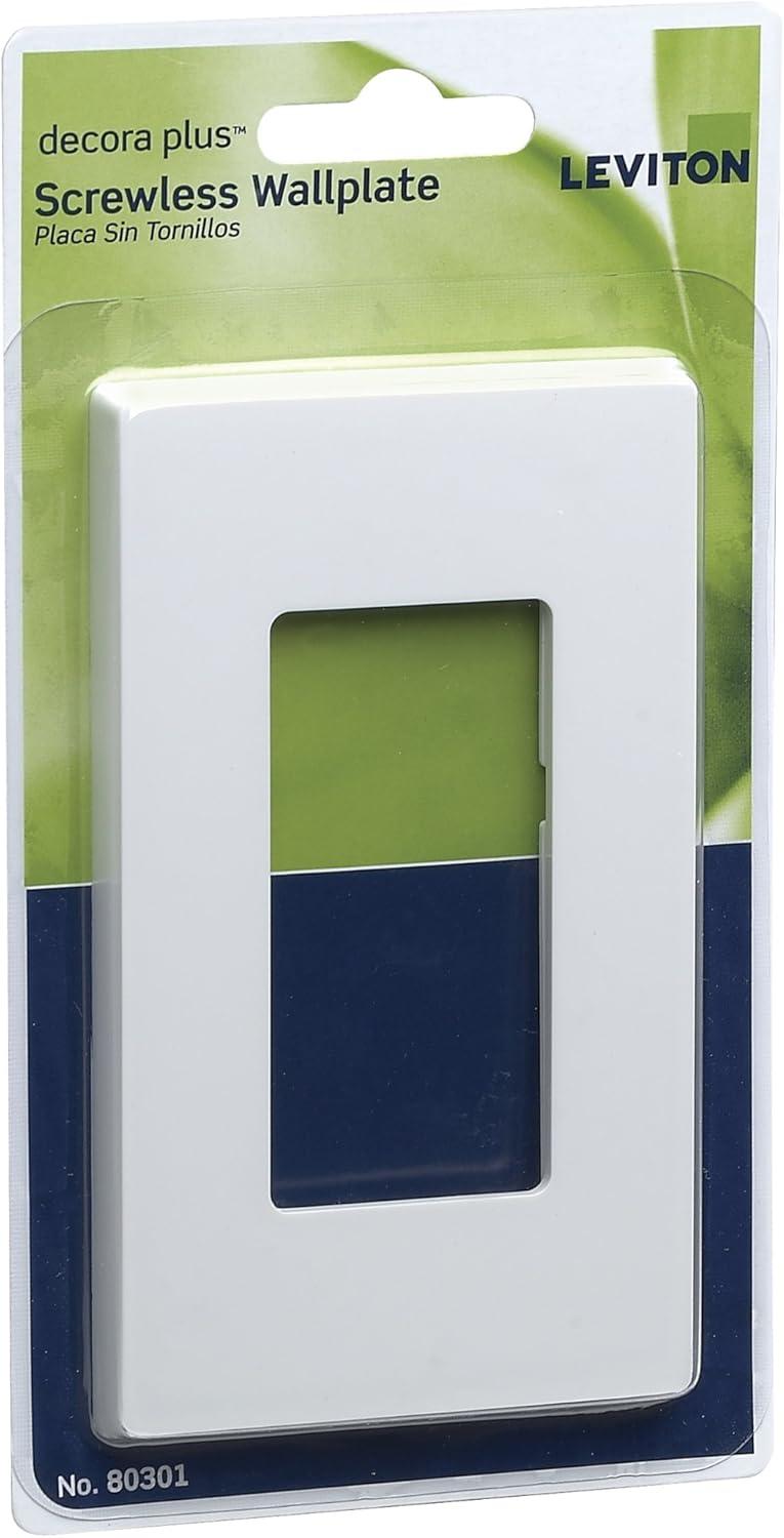 Leviton 80301-SW 1-Gang Decora Plus Wallplate Screwless Snap-On Mount, White