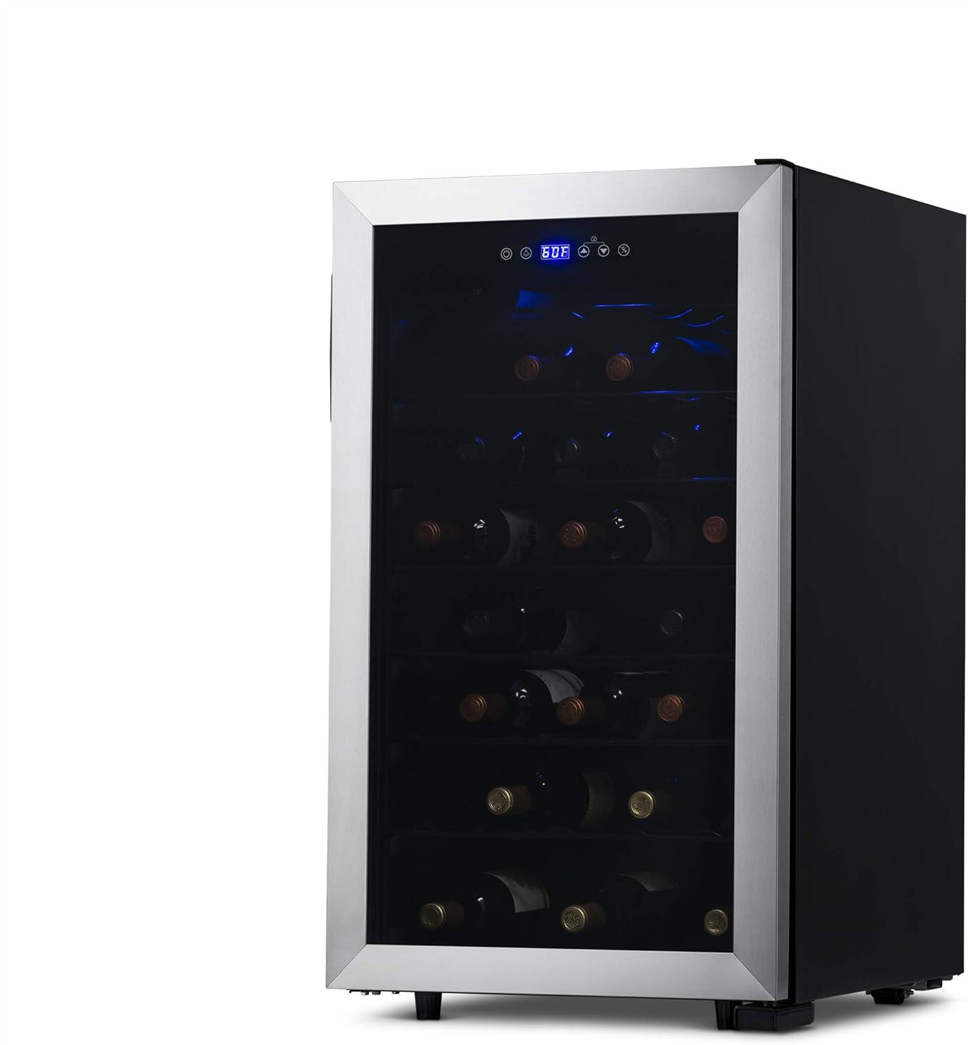 Newair 50 Bottle Freestanding Wine Refrigerator in Stainless Steel with Adjustable Shelves