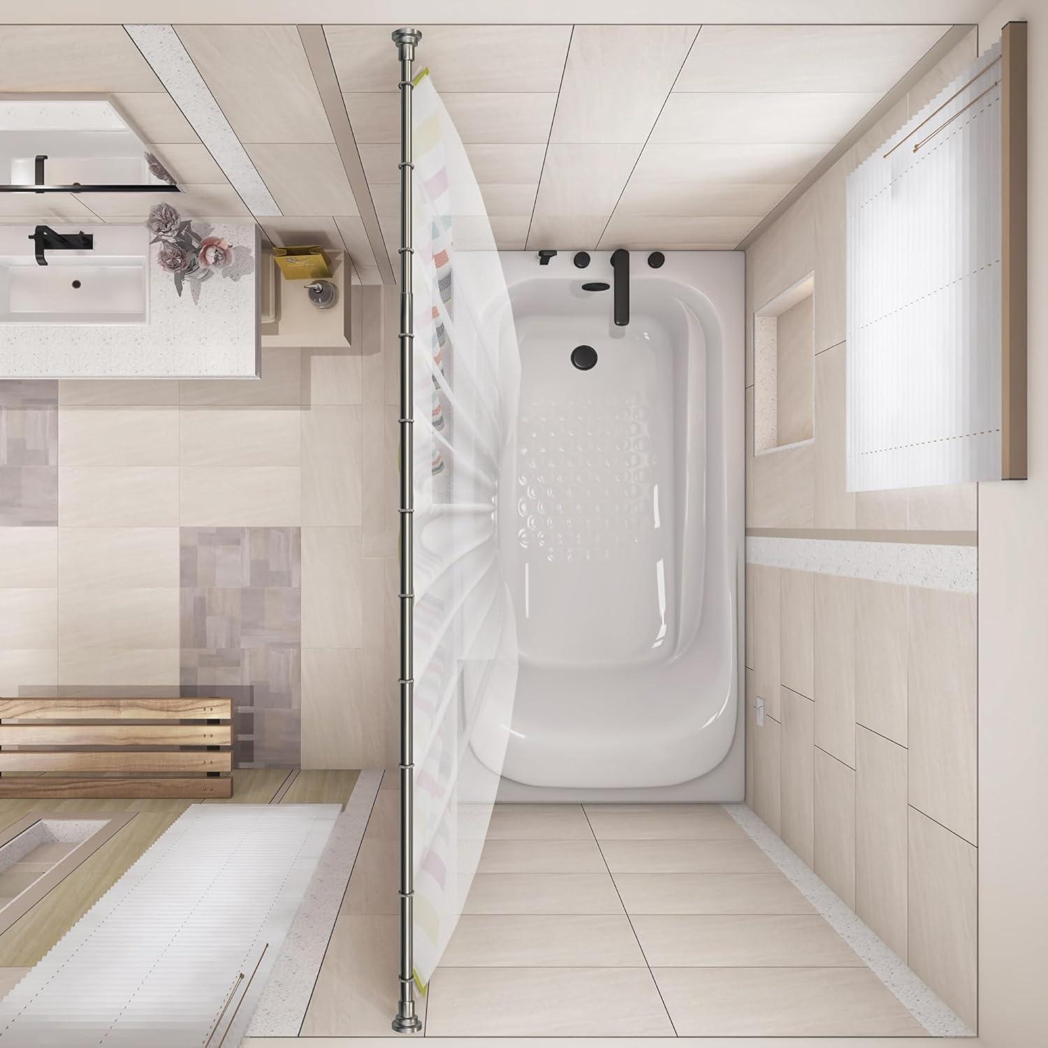 Design House Classic Adjustable Straight Tension Shower Curtain Rod for Bathroom