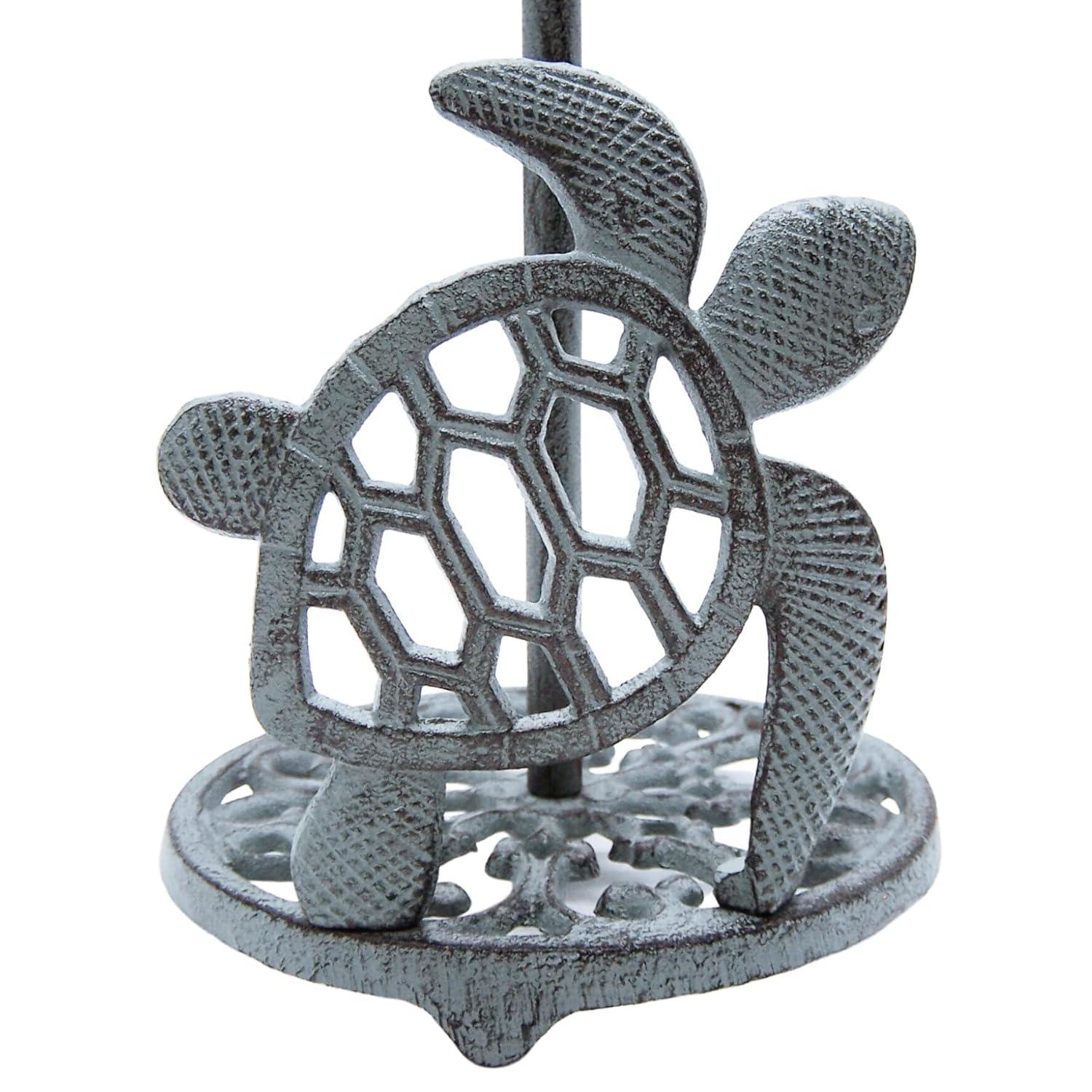 Sea Turtle Paper Towel Holder, Nautical Kitchen Accessories, Freestanding Countertop Organization, 13 Inches