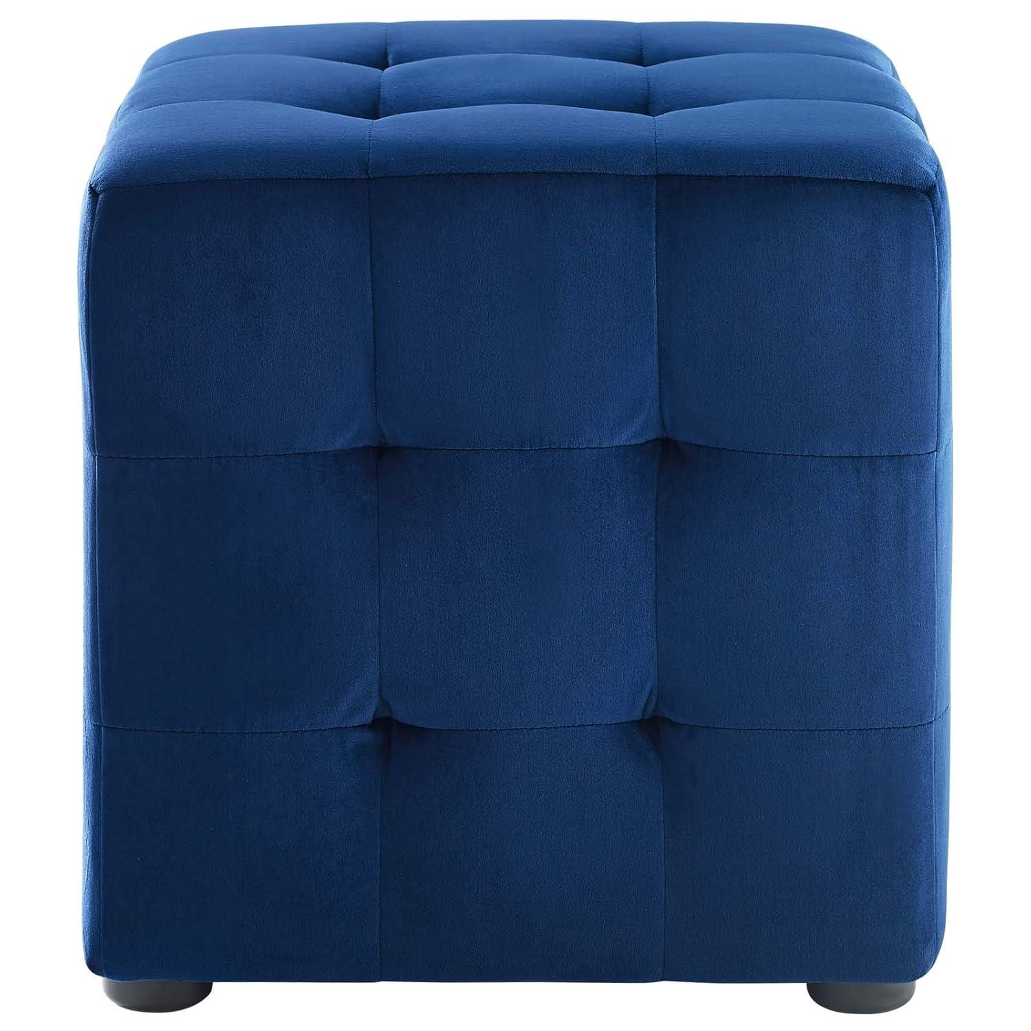 Contour Cube Velvet Ottoman Navy