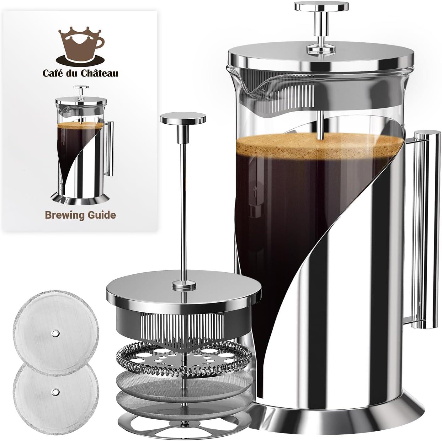 34oz Stainless Steel and Glass French Press Coffee Maker