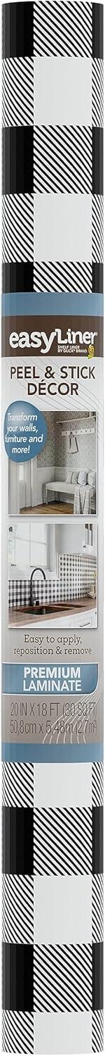EasyLiner Premium Peel & Stick Wallpaper, Black Gingham 20 in. x 18 ft.