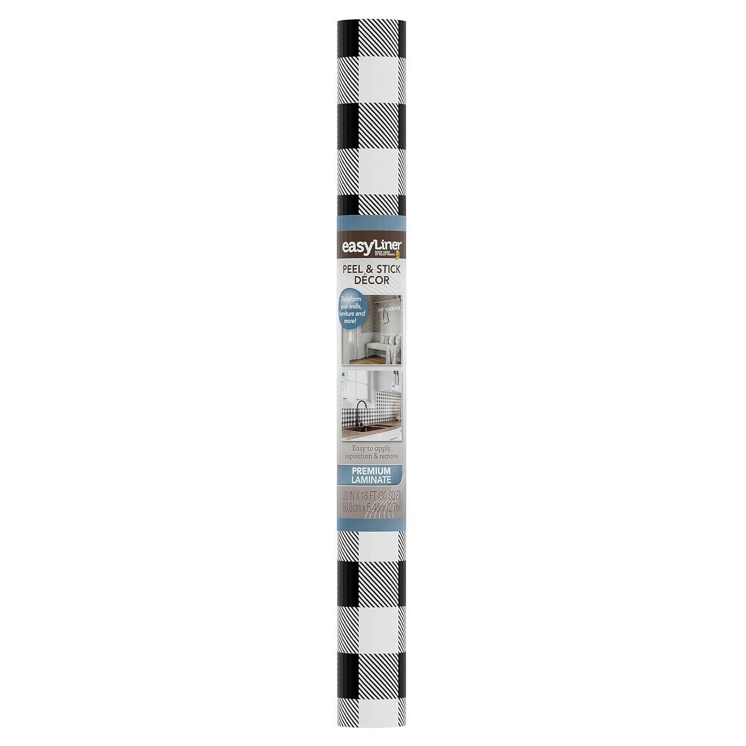 EasyLiner Premium Peel & Stick Wallpaper, Black Gingham 20 in. x 18 ft.