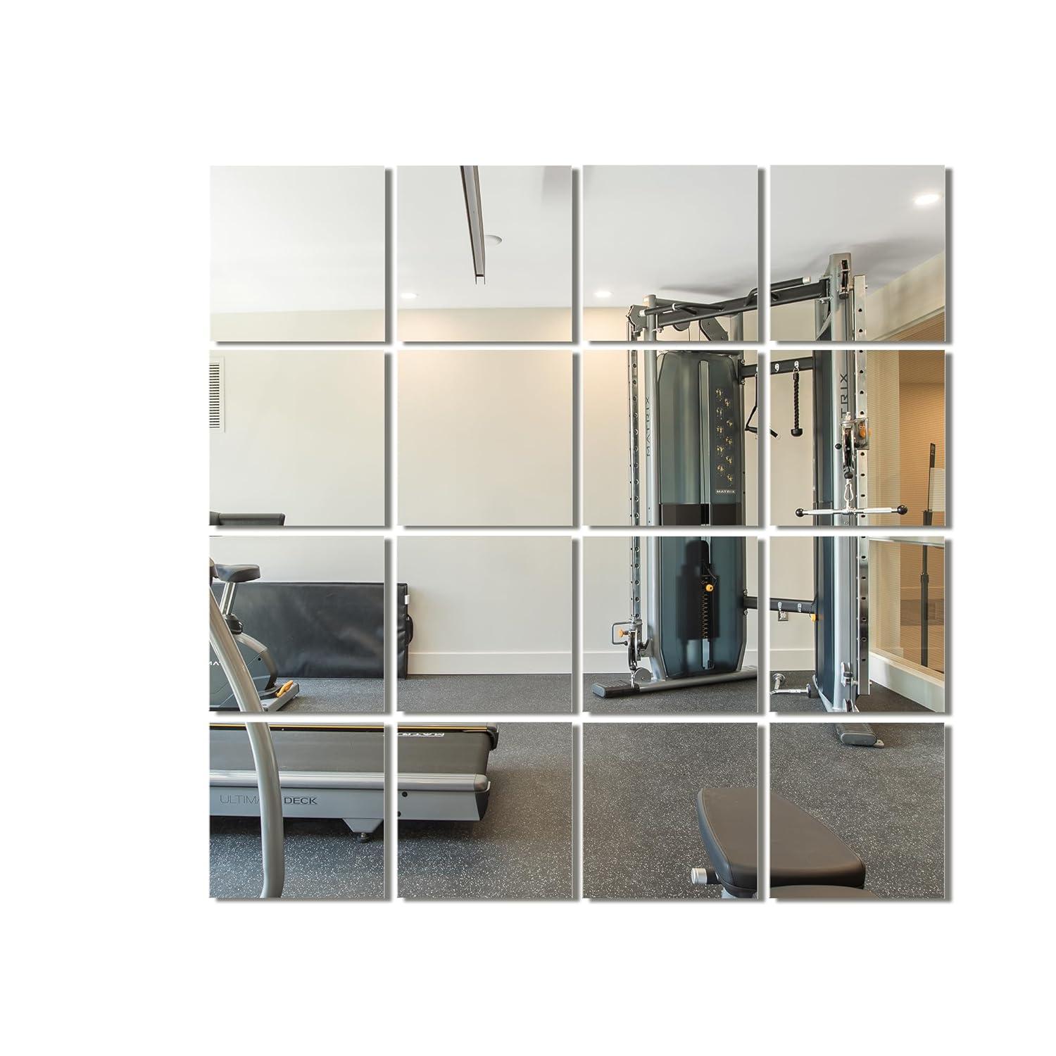Delma Glass Full Length Wall Mirror Tiles, 14'' x 12'' 4PCS, Frameless Body Tiles for Bedroom, Mounted Home Gym, Door
