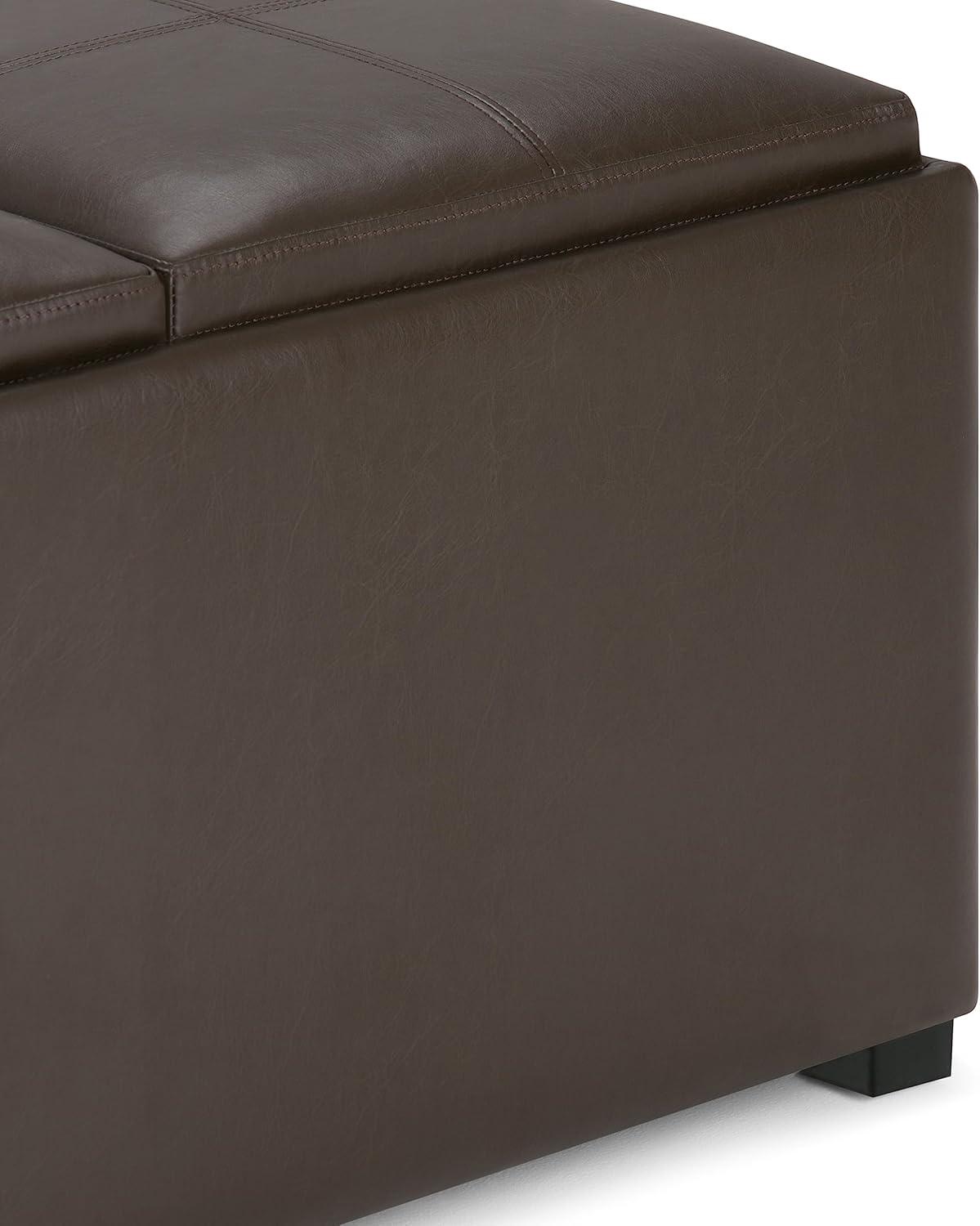 Trent Home Square Faux Leather Ottoman in Chocolate Brown