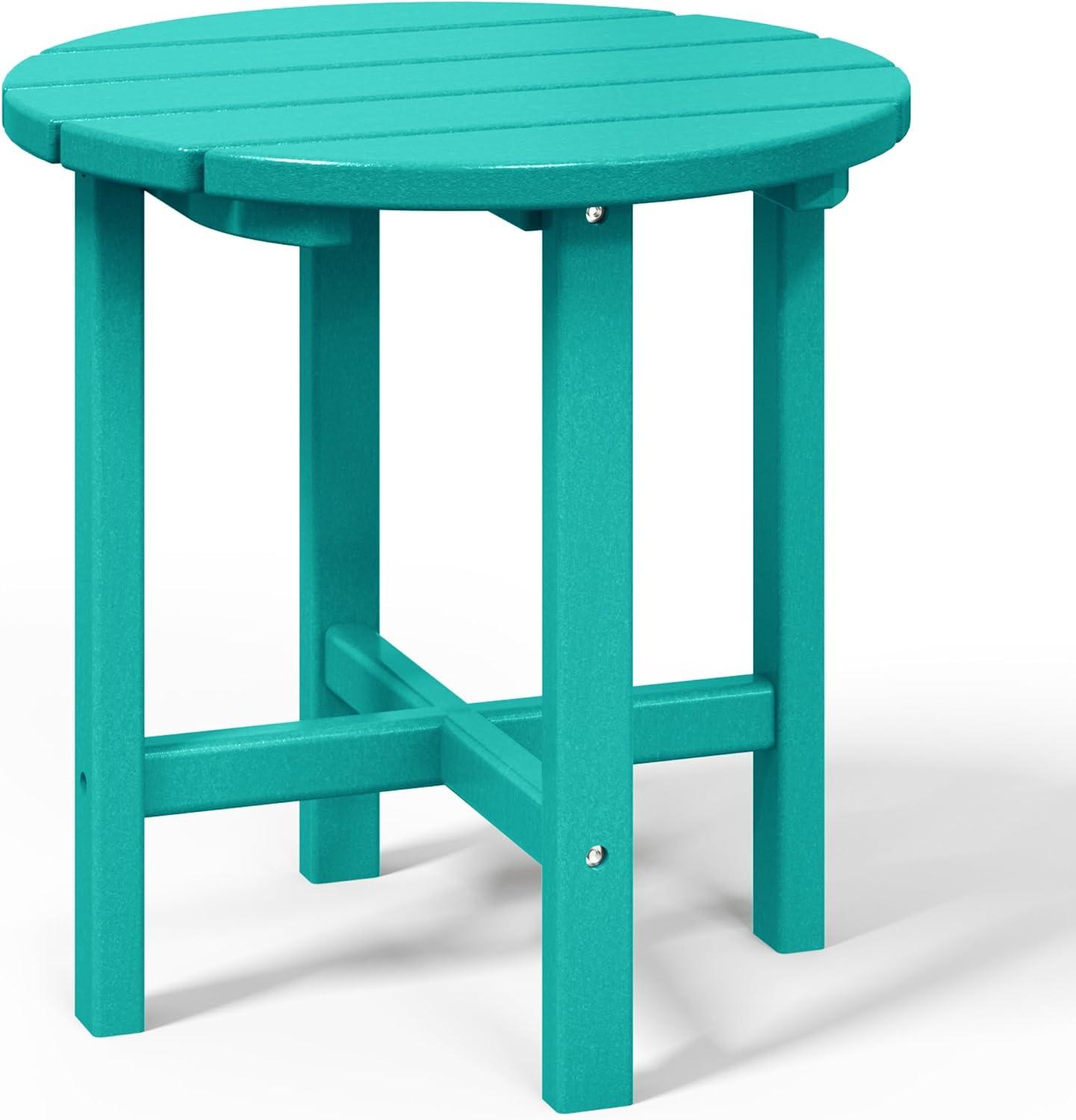 WestinTrends All-Weather Outdoor Patio Round Poly Adirondack Side Table, Turquoise