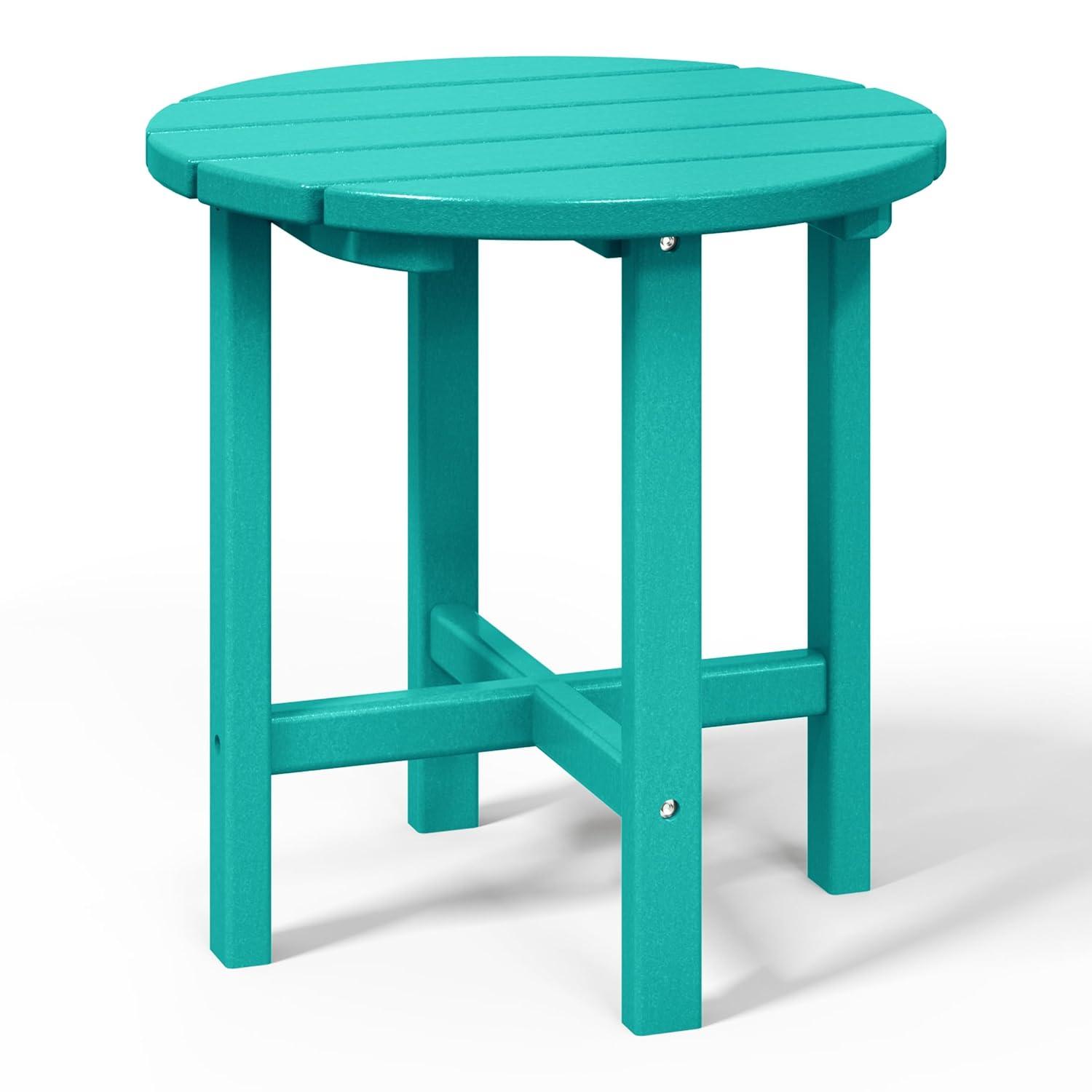 WestinTrends All-Weather Outdoor Patio Round Poly Adirondack Side Table, Turquoise