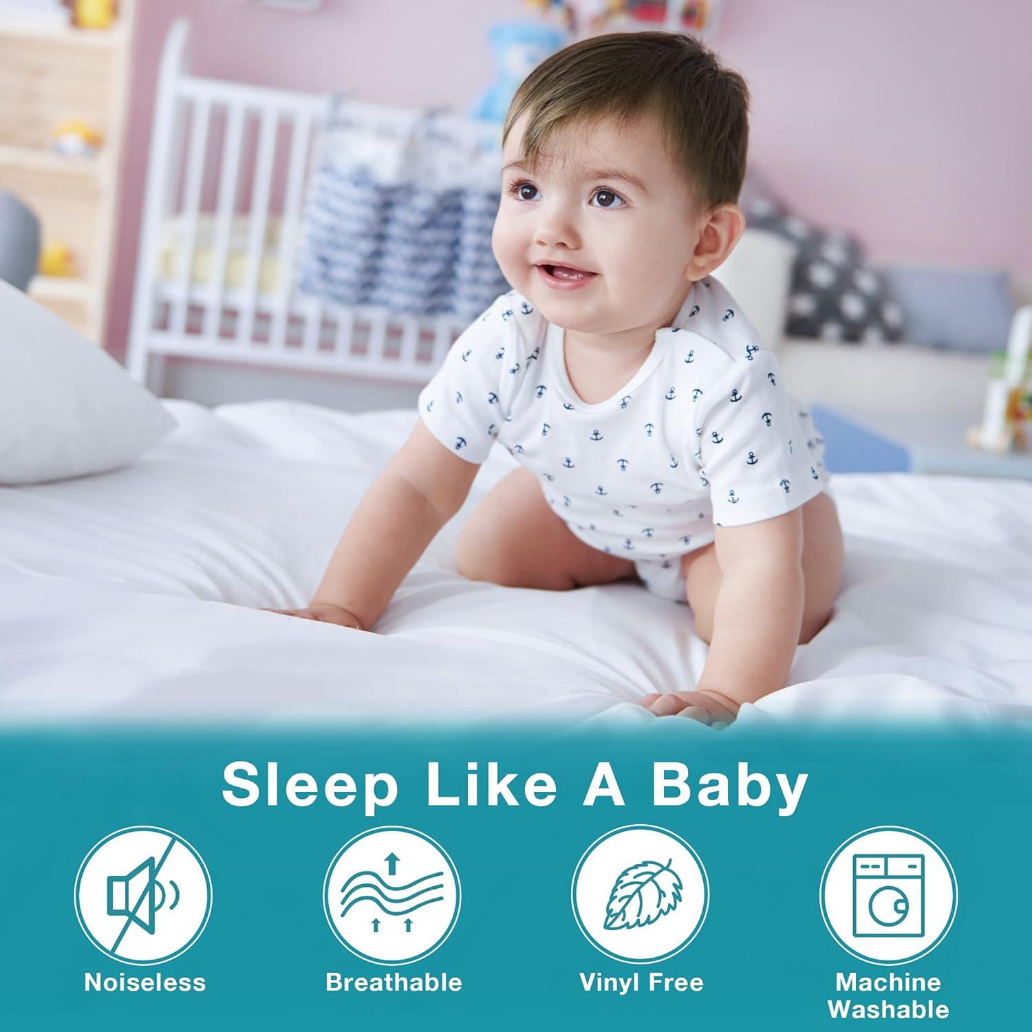 DLD Queen Mattress Protector, Waterproof Breathable Noiseless Queen Mattress Pad with Deep Pocket for 6-18 inches Mattress, White