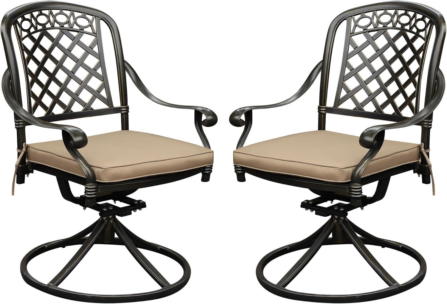 Swivel Patio Dining Armchair with Seat Cushions (Set of 2)