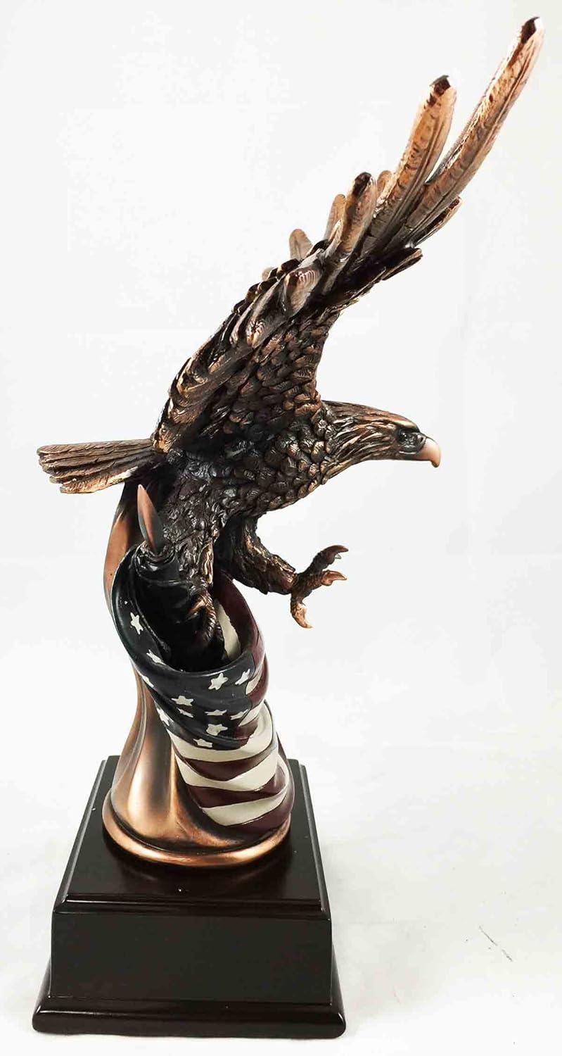 Bronze Electroplated Patriotic Eagle Figurine with Resin Base