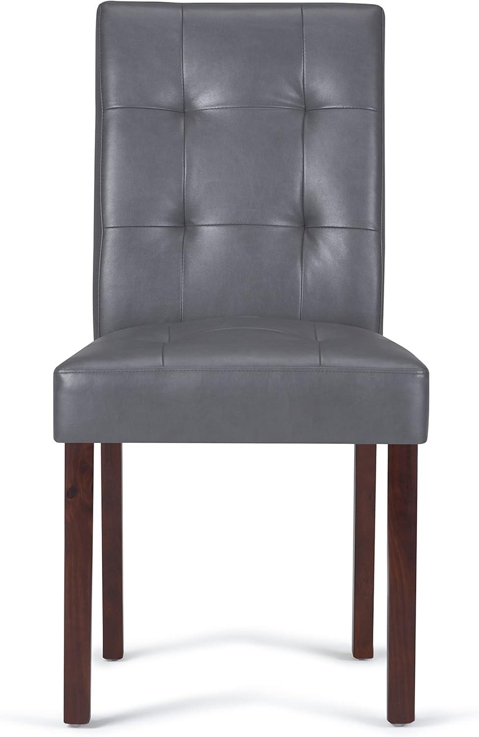 Stone Grey Faux Leather Upholstered Parsons Side Chair Set