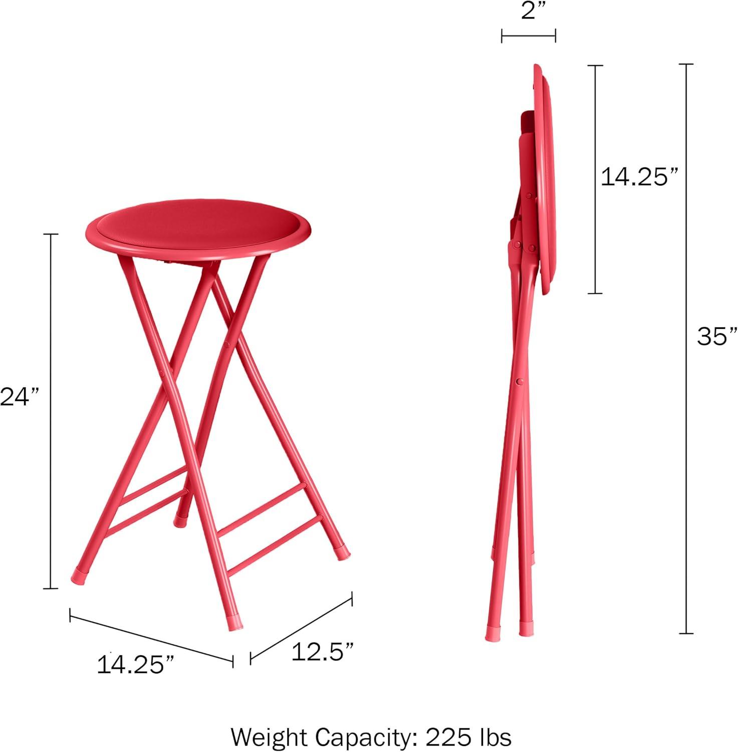 Red Metal Backless 24-Inch Folding Stool