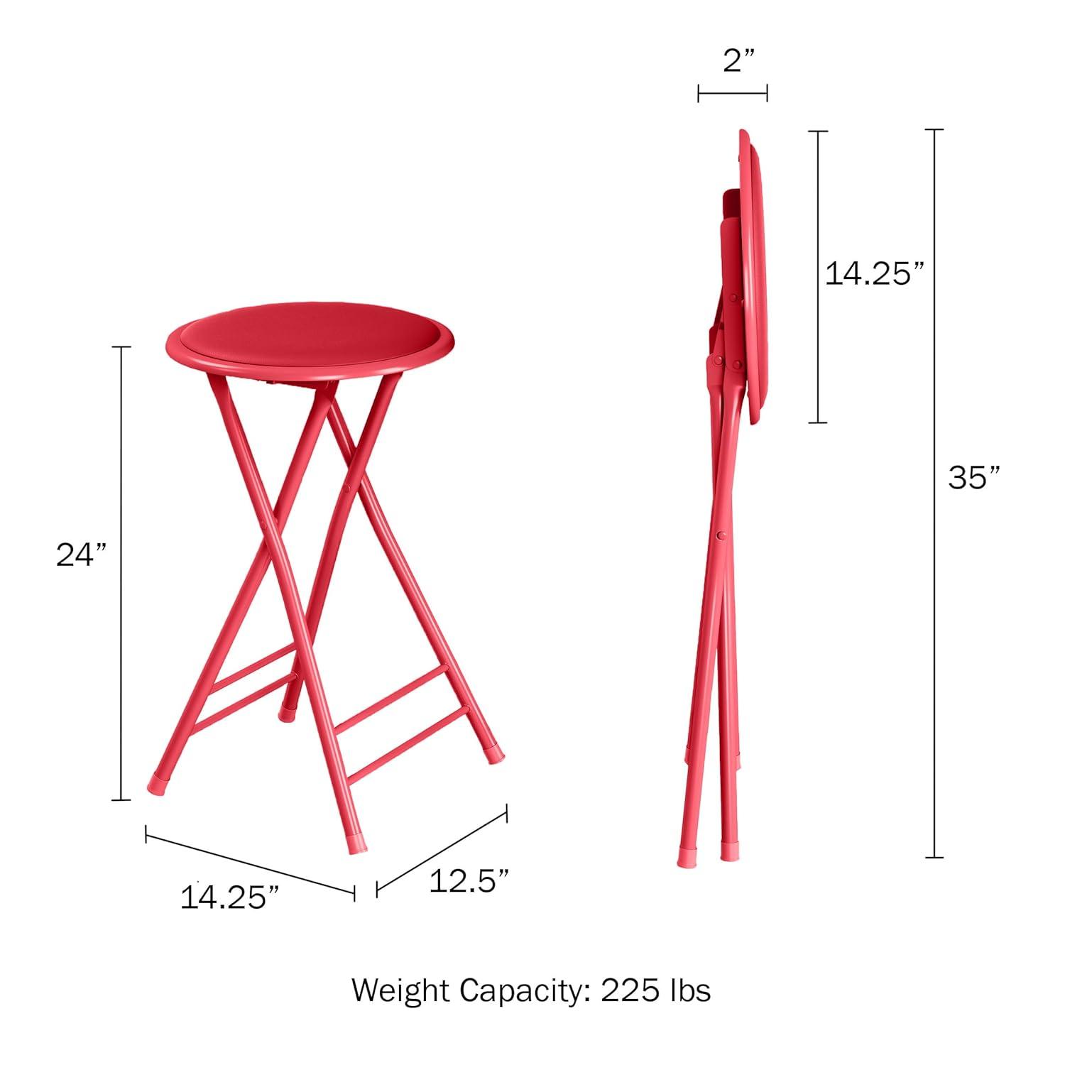 Red Metal Backless 24-Inch Folding Stool