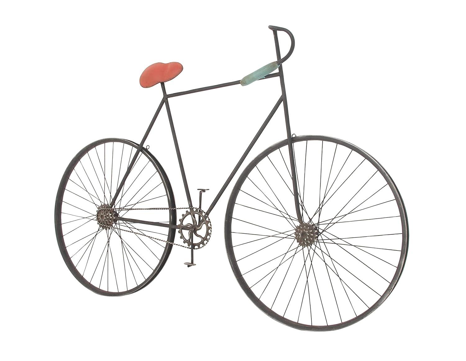 Deco 79 Metal Bike Wall Decor with Seat and Handles, 56" x 3" x 37", Black
