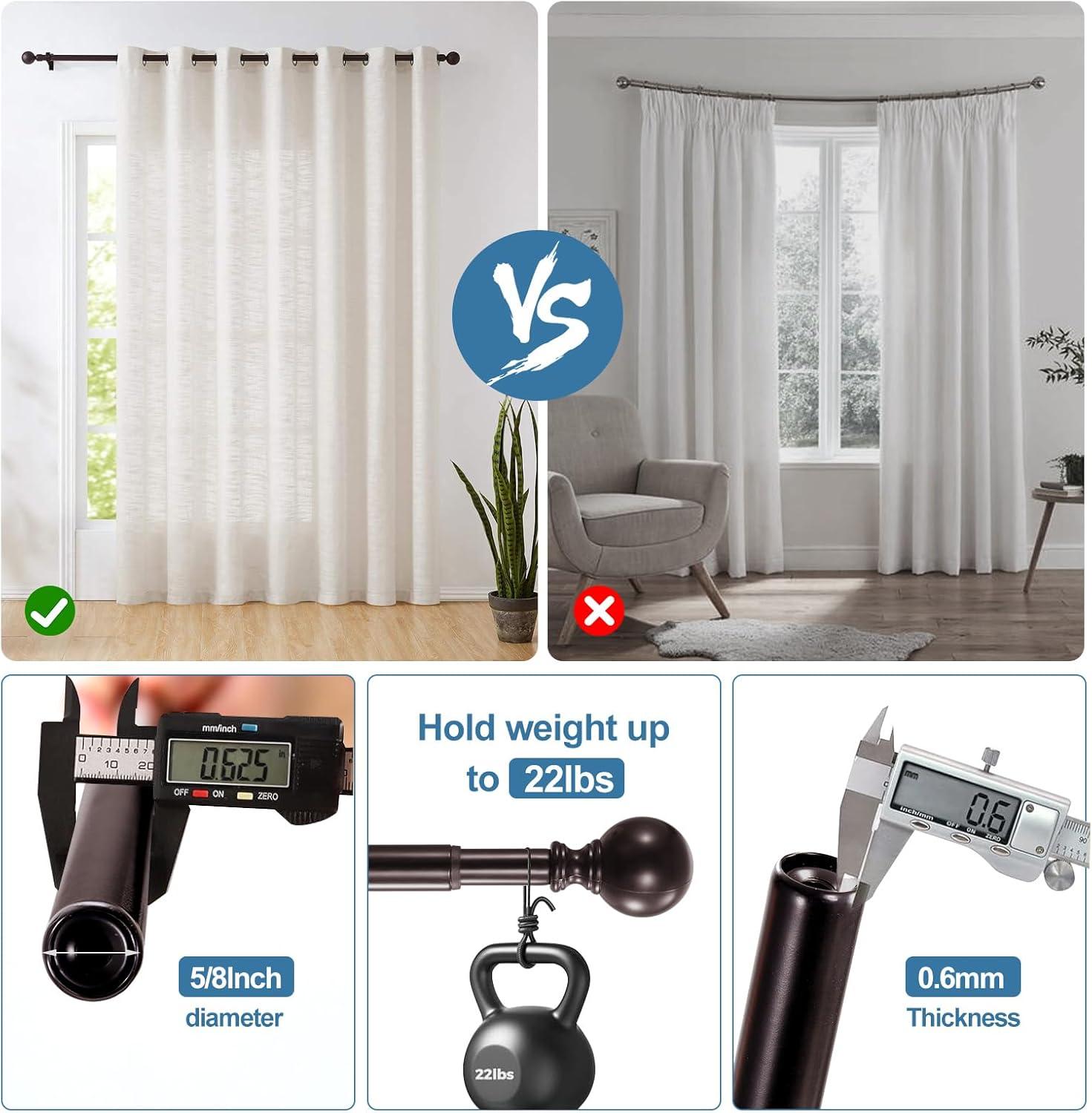 Urbanest Ball Adjustable Double Curtain Rod Set, 5/8", 28-48", Oil-rubbed Bronze(ORB)