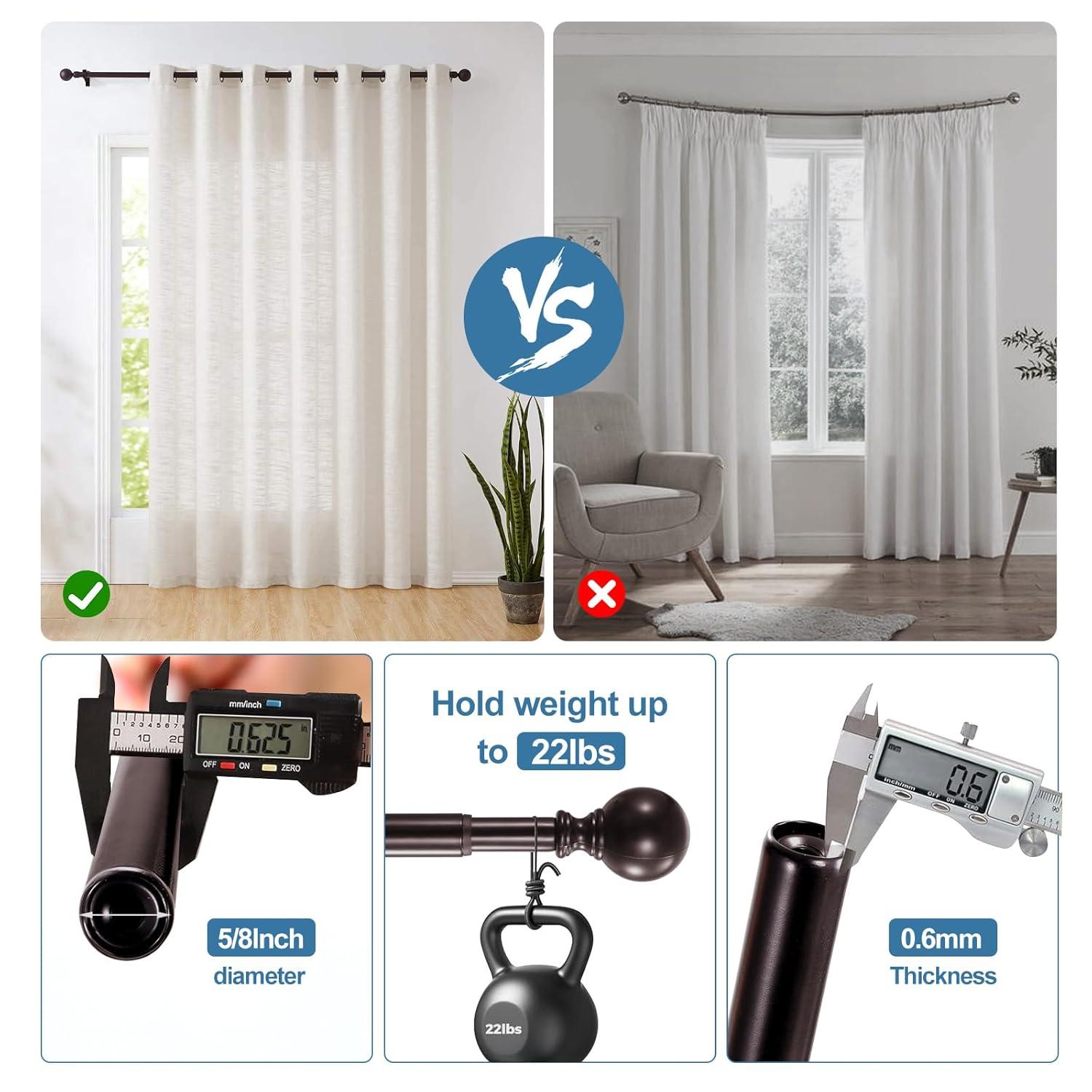 Oil-Rubbed Bronze Adjustable Double Curtain Rod Set, 28-48 inch