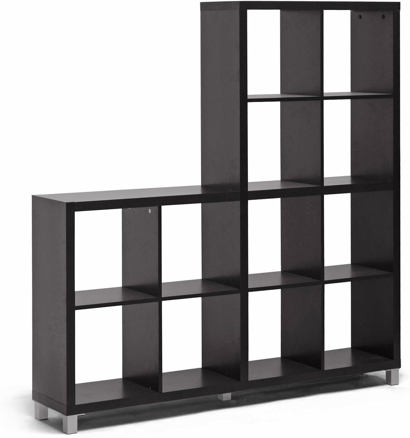 Sunna 12-Cube Dark Brown Modern Display Shelving Unit