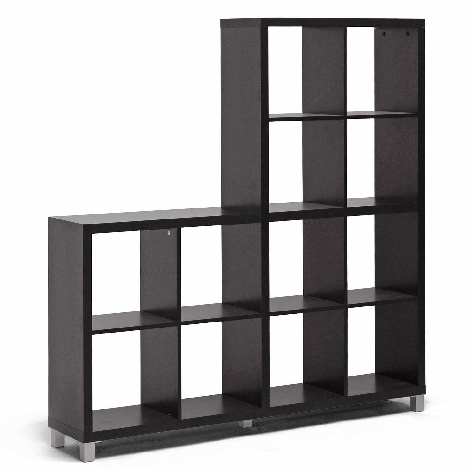11.50" Sunna Modern Cube Shelving Unit Dark Brown - Baxton Studio: Engineered Wood, 12-Cube Display
