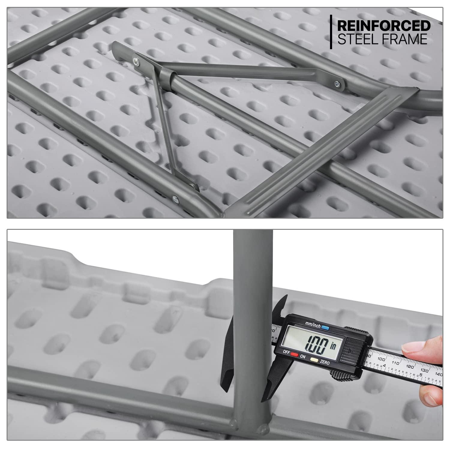 Plastic Folding Card Table, Indoor Outdoor Portable Picnic Table with Carrying Handle for Camping