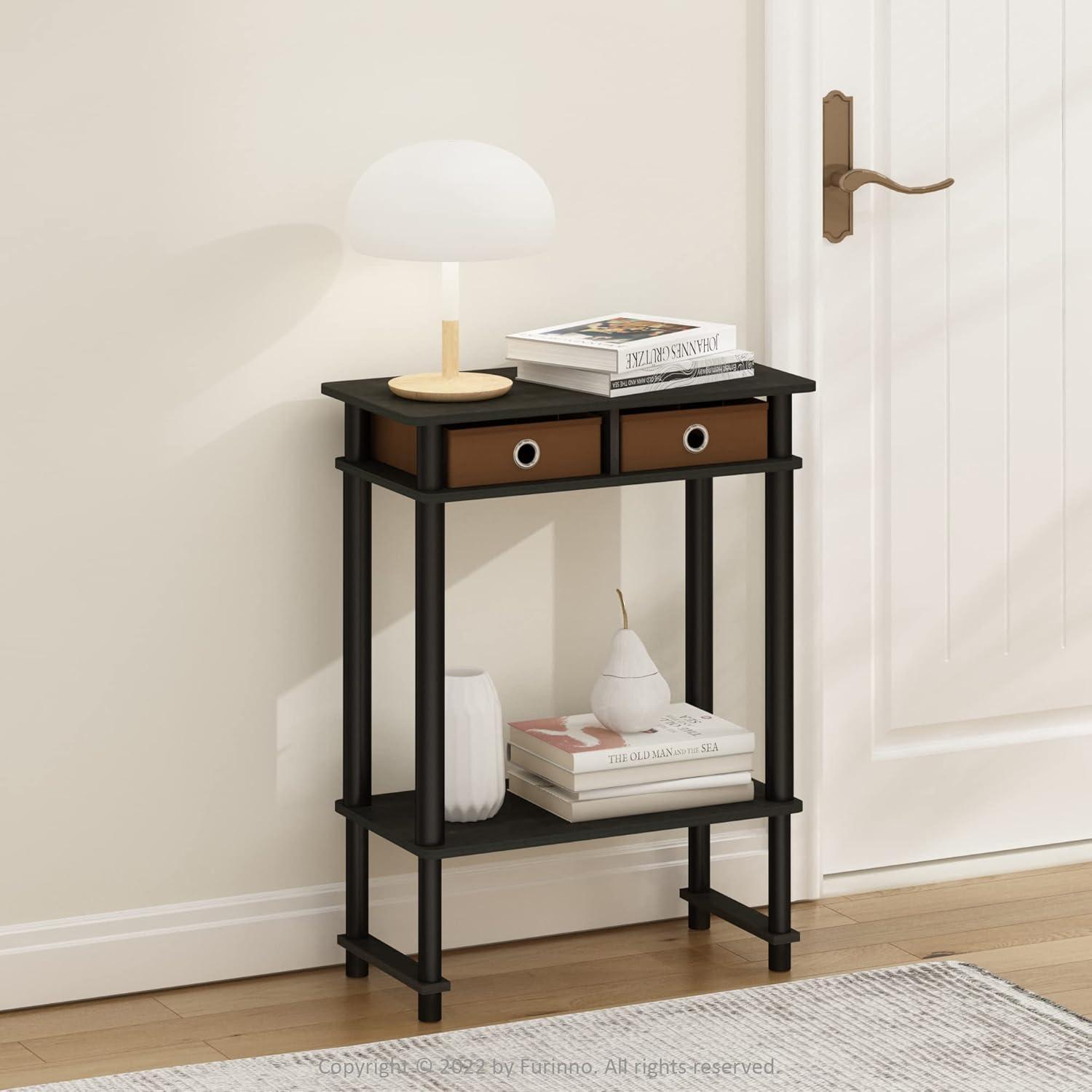 Furinno Turn-N-Tube Tall-Wide Hallway Console Table with Bin, Espresso/Brown