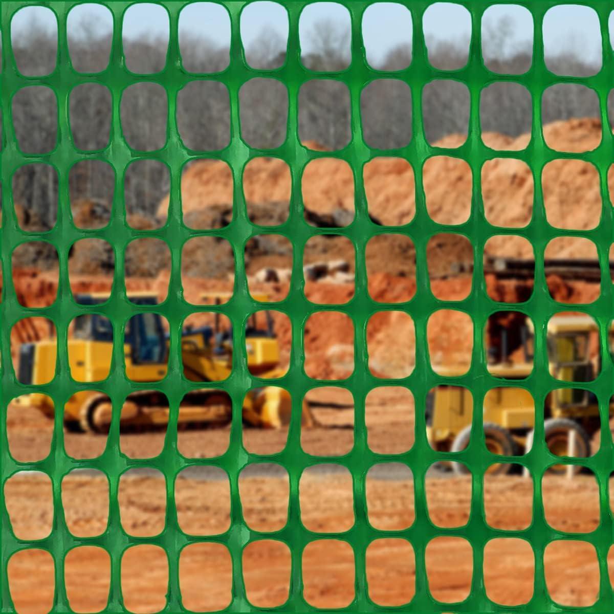 Ashman Plastic Mesh Fence, 4'x50' Feet, 1 Roll, Green, Construction Barrier Netting, Garden Fencing, Fences Wrap, Above Ground, for Snow, Poultry, Chicken, Deer, Patio, Garden Netting, Green 50FT.