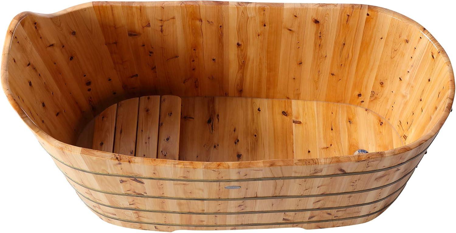 59'' x 25.6'' Freestanding Soaking Solid Surface Bathtub