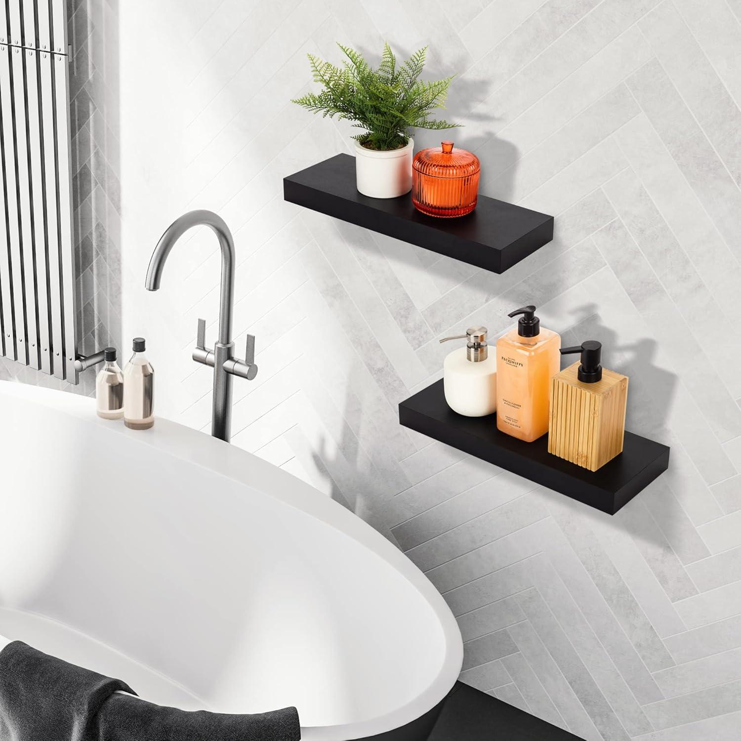 3 Pack 16 Inch Sorbus Rustic Floating Shelves - for Bedroom, Kitchen, Living Room, Office - Floating Shelf for Trophies, Books, Frames, etc