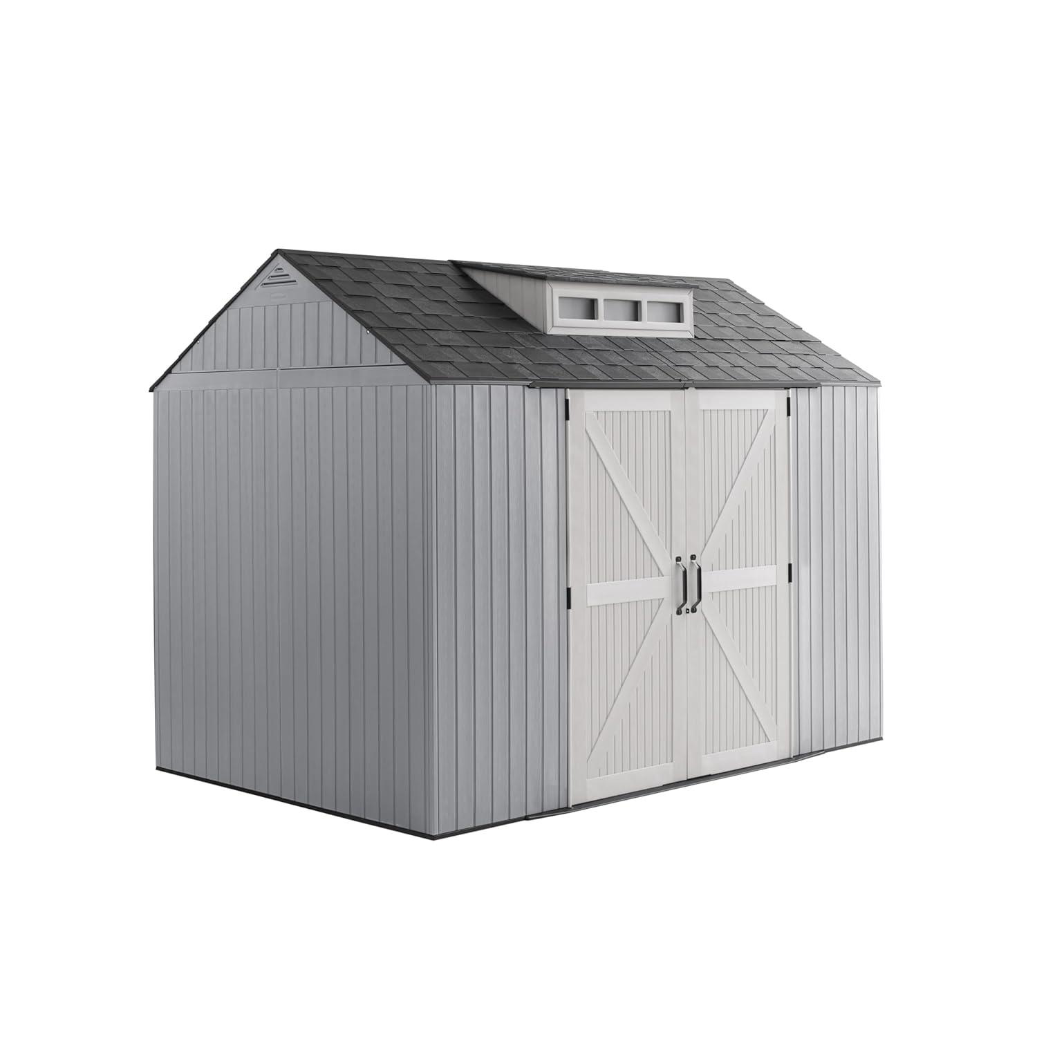 Rubbermaid Large Resin Outdoor Storage Shed, 10.5 x 7 ft., Gray, with Substantial Space for Home/Garden/Back-Yard/Lawn Equipment