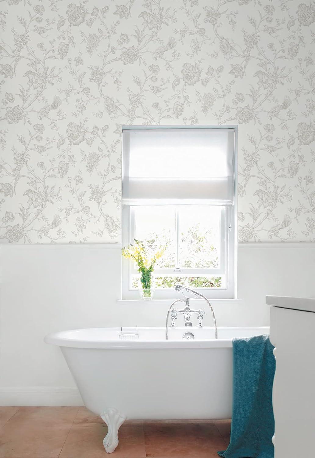 NextWall Harbor Mist Jasmine Chinoiserie Peel and Stick Wallpaper