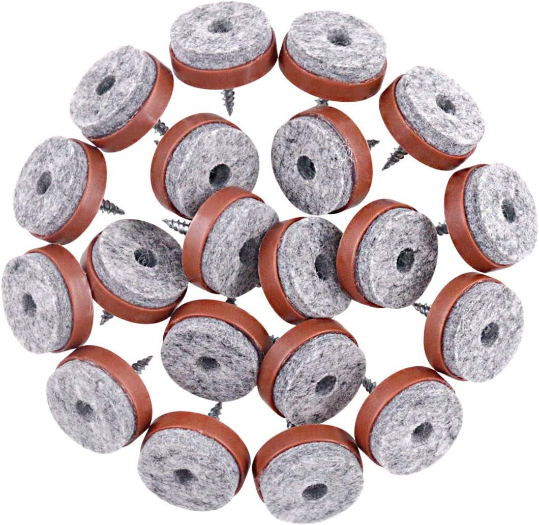 Swpeet 52Pcs 20mm Brown Furniture Felt Pads Non Slip Furniture Pads with Screw-on Felt Pad Furniture Slider Floor Protector for Wooden Leg Feet of Chair Table Sofa