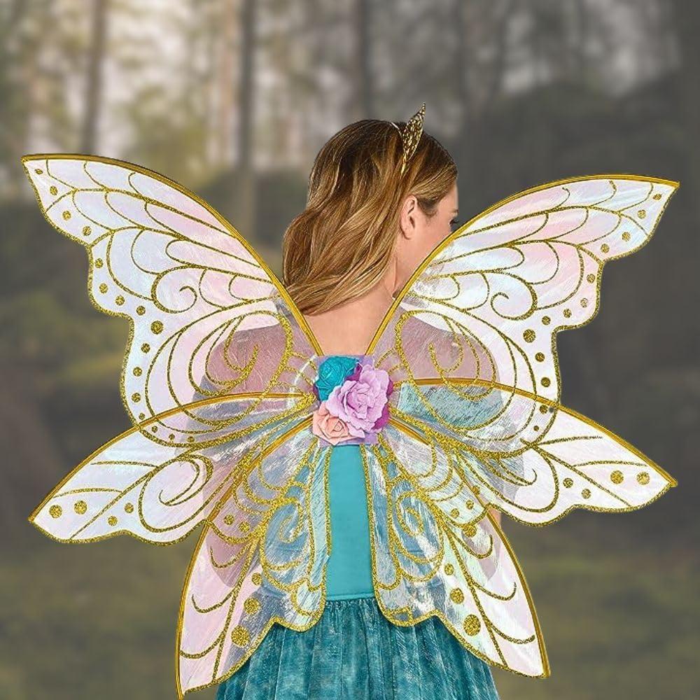 Amscan Glitter Gold Fairy Wings for Adults and Teens, Halloween Costume Accessory